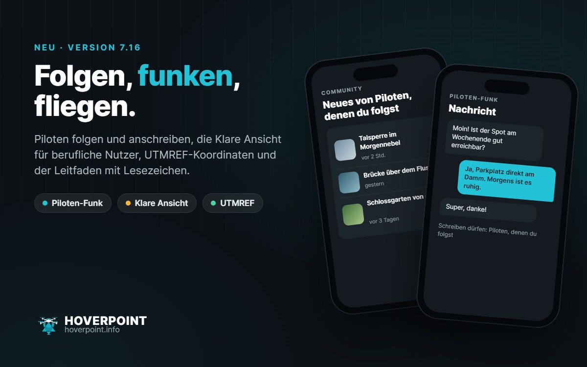 Hoverpoint 7.16: Neues von Piloten, denen du folgst, und der Piloten-Funk