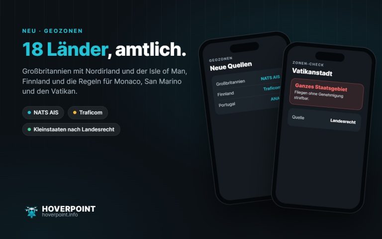 18 Länder, amtlich. – Großbritannien mit Nordirland und der Isle of Man, Finnland und die Regeln für Monaco, San Marino und den Vatikan.