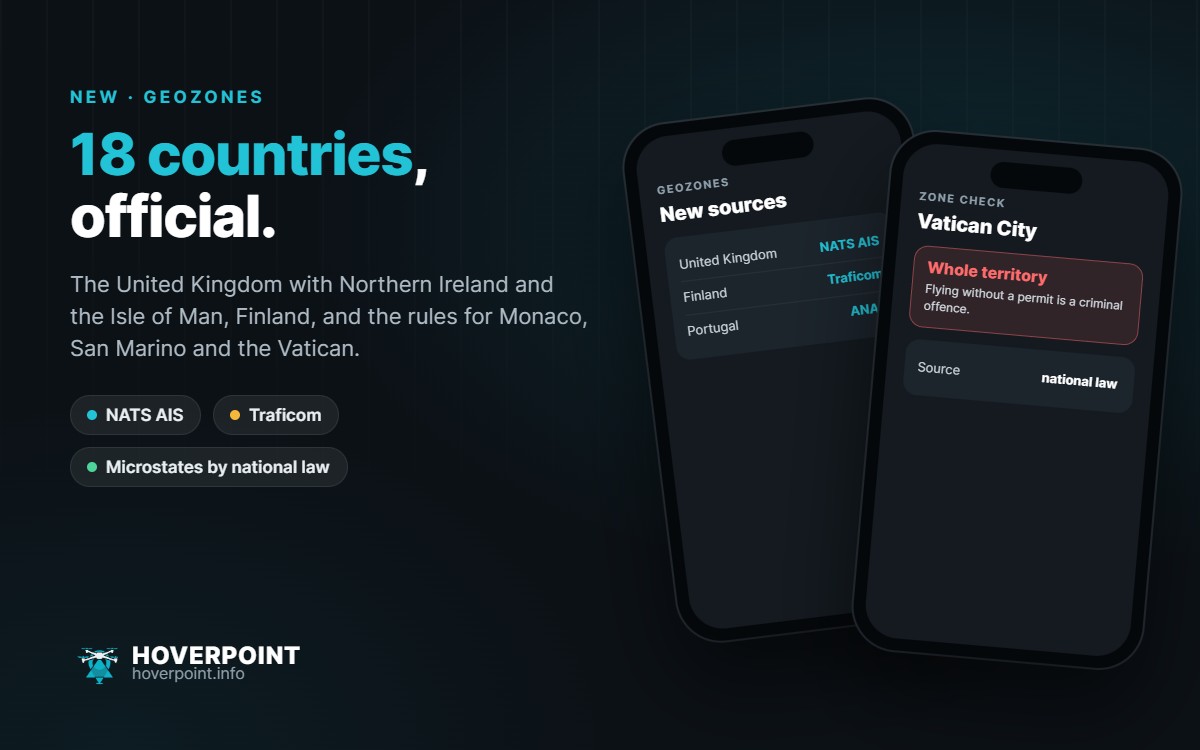 18 countries, official. – The United Kingdom with Northern Ireland and the Isle of Man, Finland, and the rules for Monaco, San Marino and the Vatican.