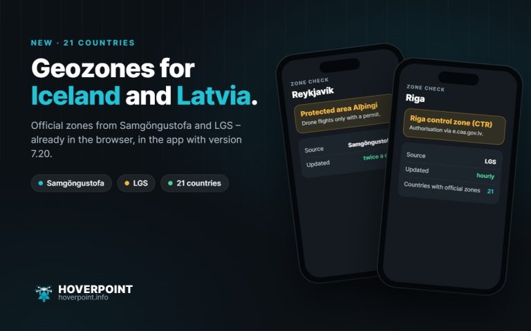 Geozones Iceland and Latvia