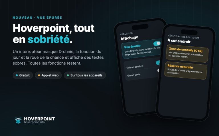Vue épurée : interrupteur dans les réglages et vérification des zones sobre